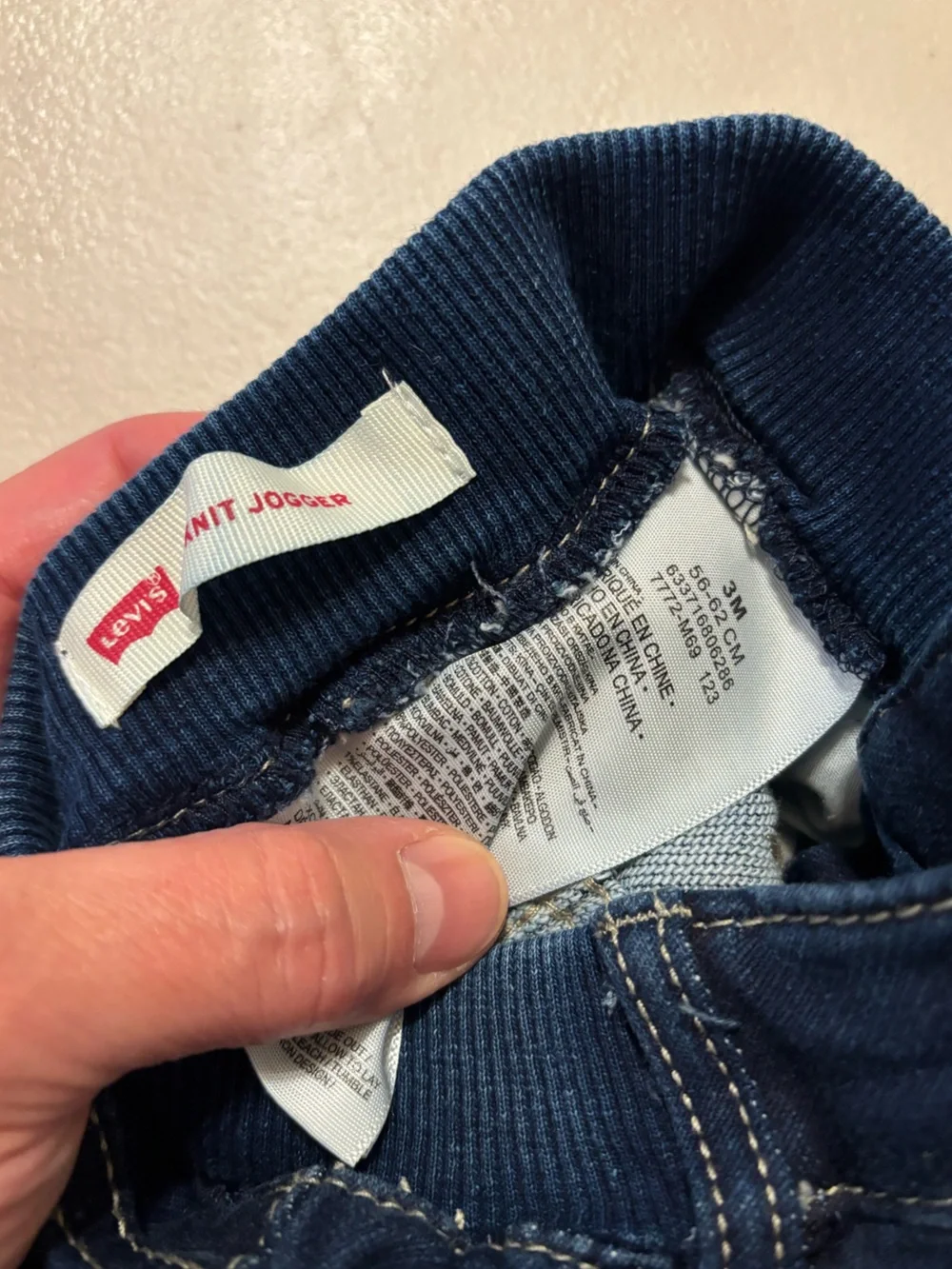 Levi's Dark Blue Knit Denim Jogger Pants for babies 3M  0030S